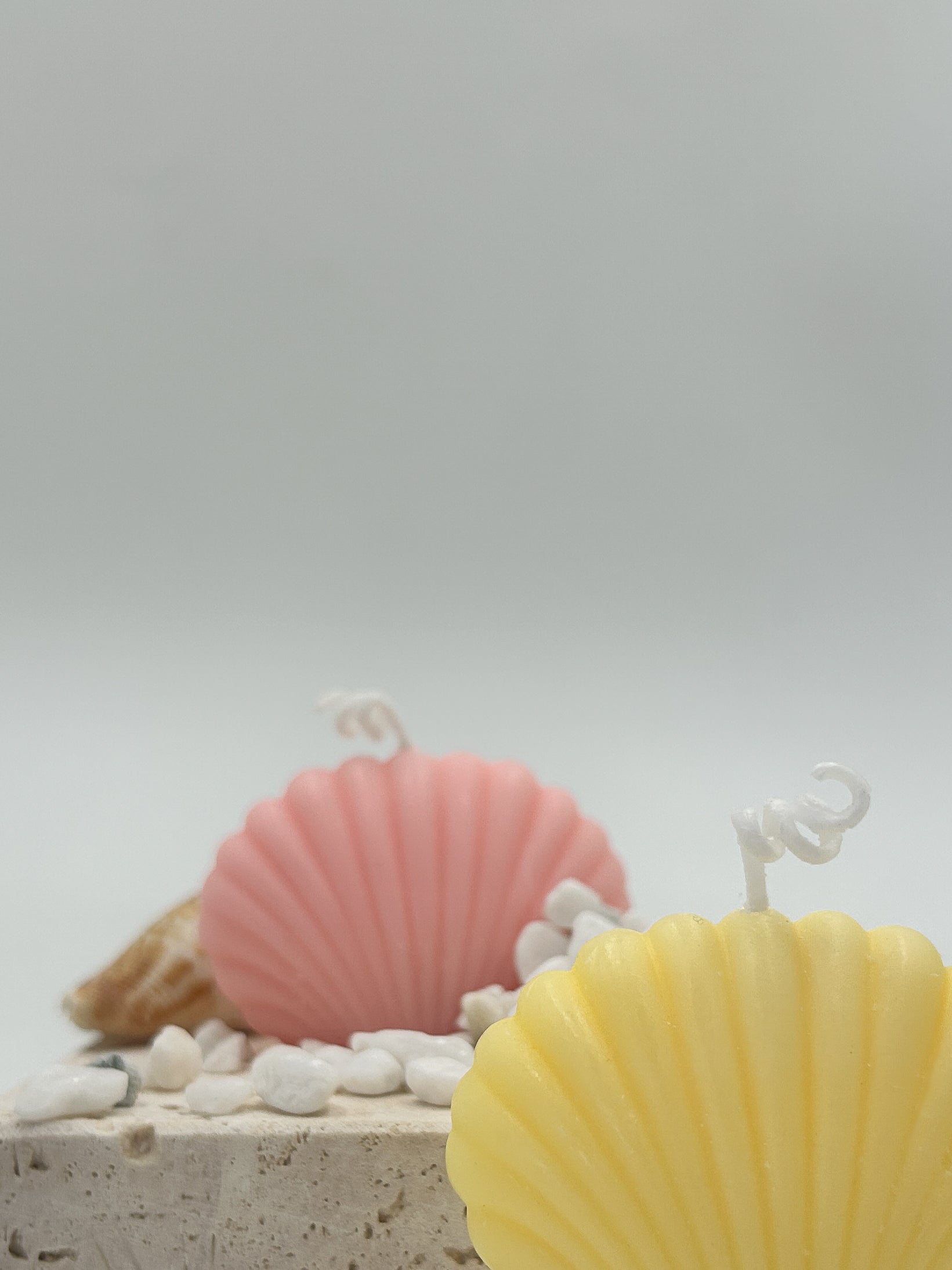 Seashell candle yellow and pink