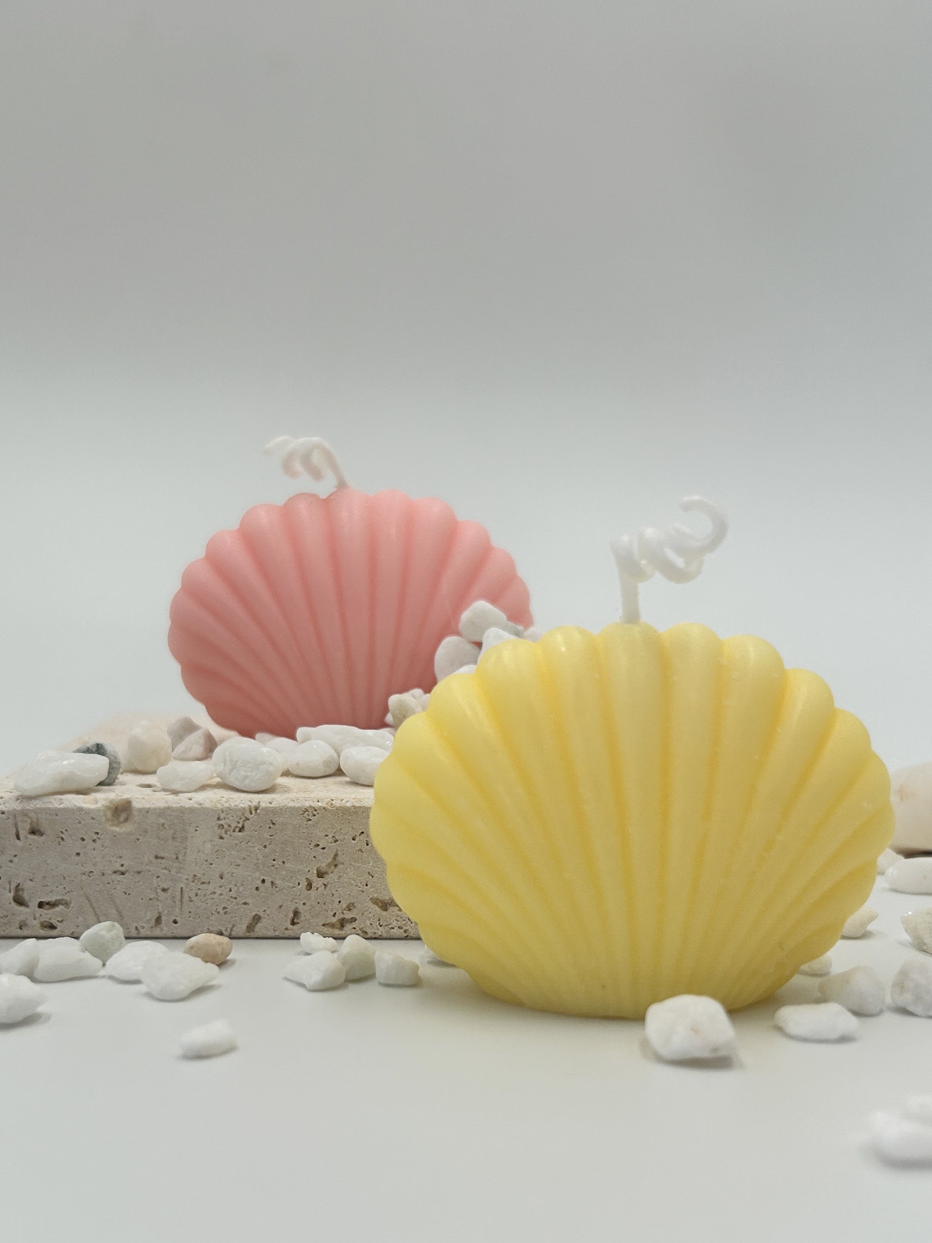 Seashell Candle Yellow and Pink