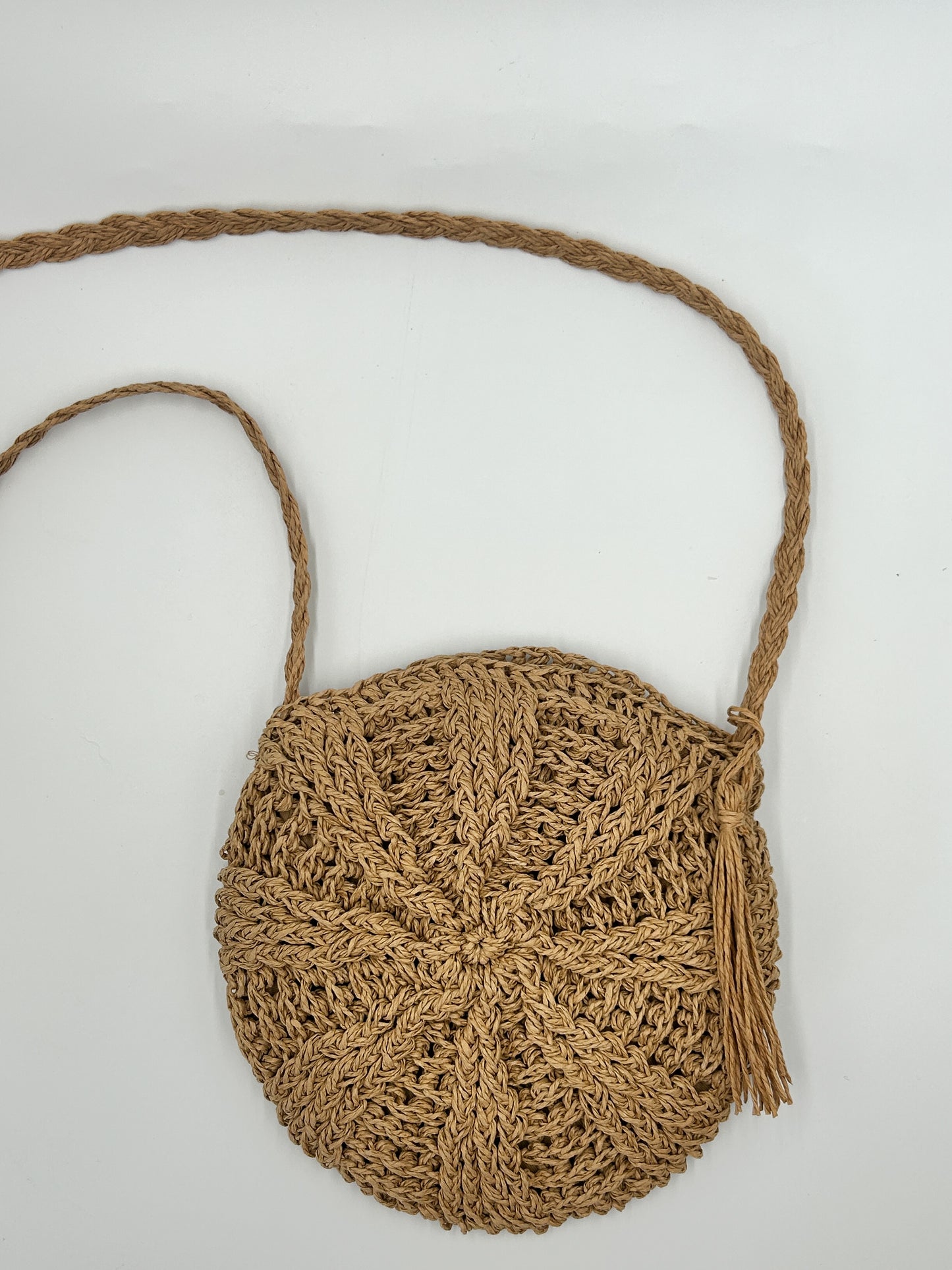 Small Round Woven Cross Body Bag