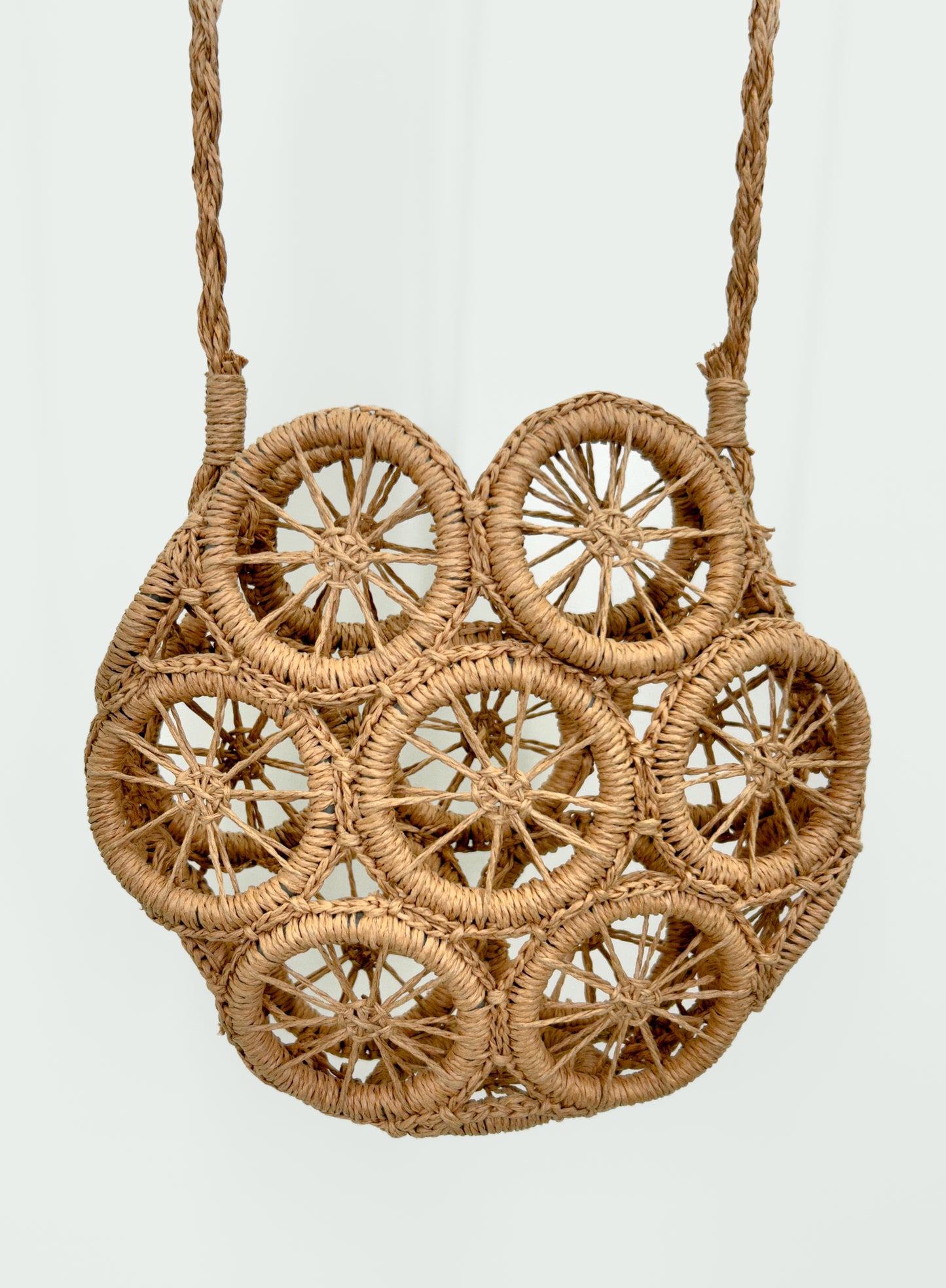 Woven Lemon Design Round Cross Body Bag