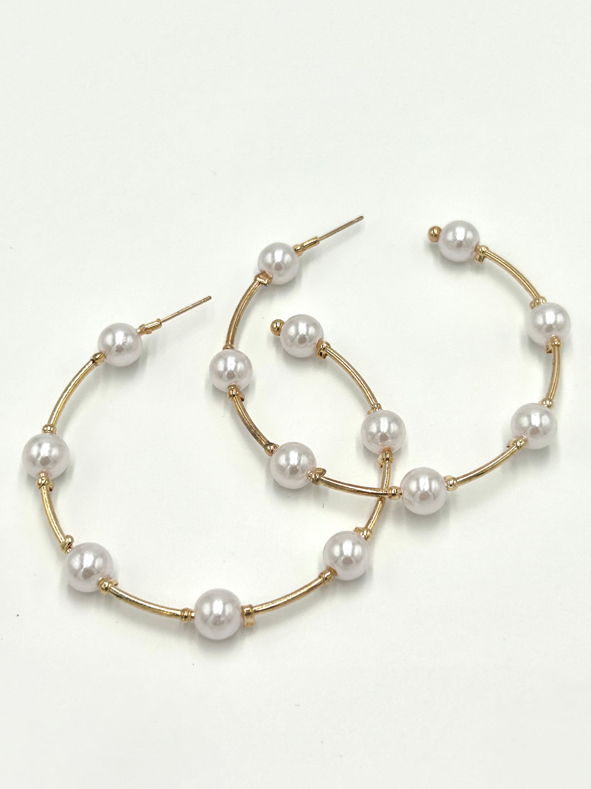 Eden Gold and Pearl Dot Hoop Earrings