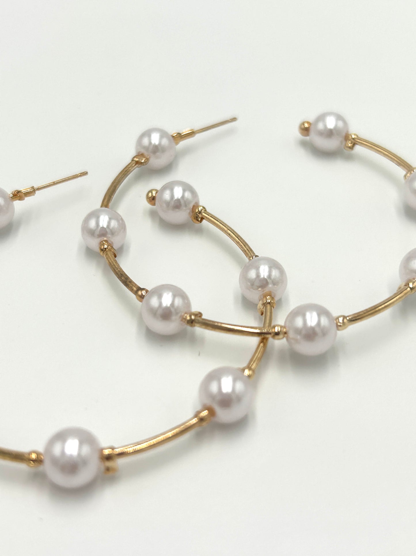 Eden Gold and Pearl Dot Hoop Earrings