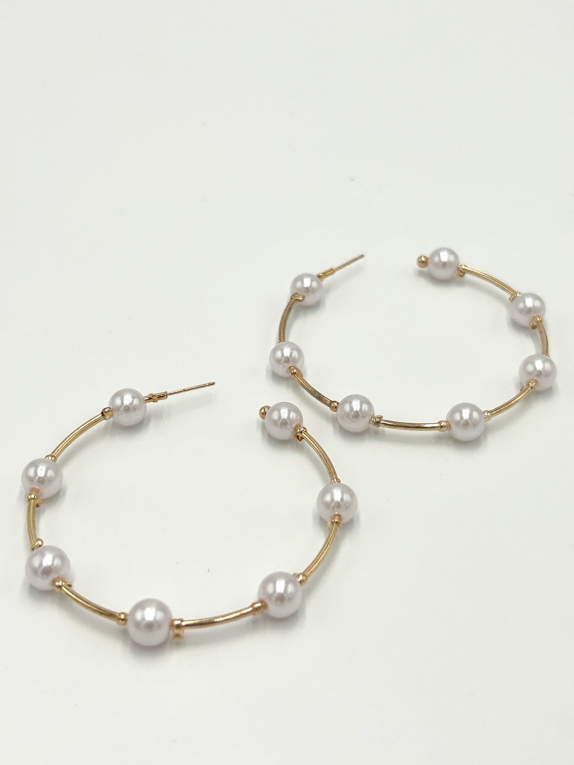 Eden Gold and Pearl Dot Hoop Earrings