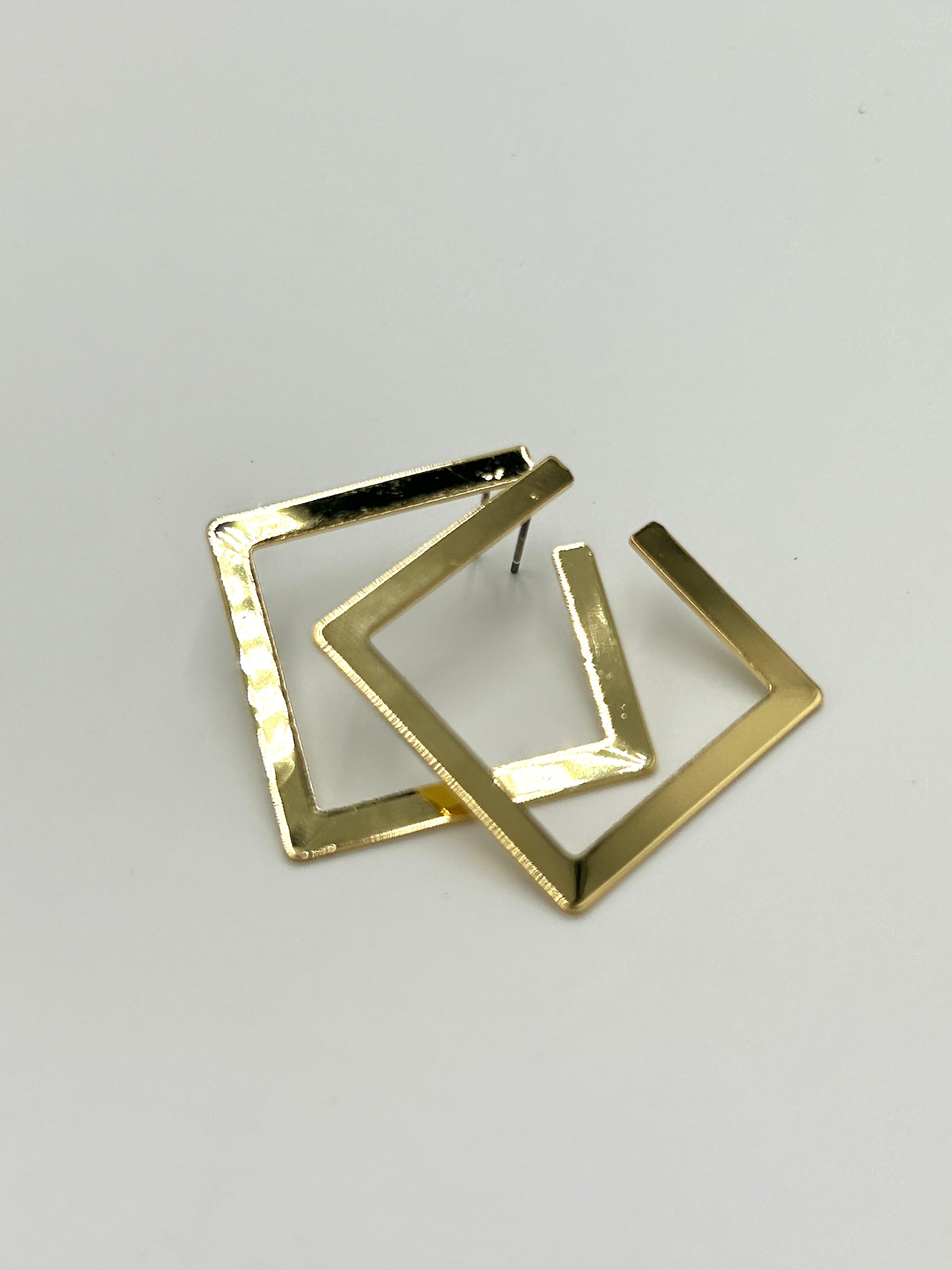 Thin Square Gold Earrings