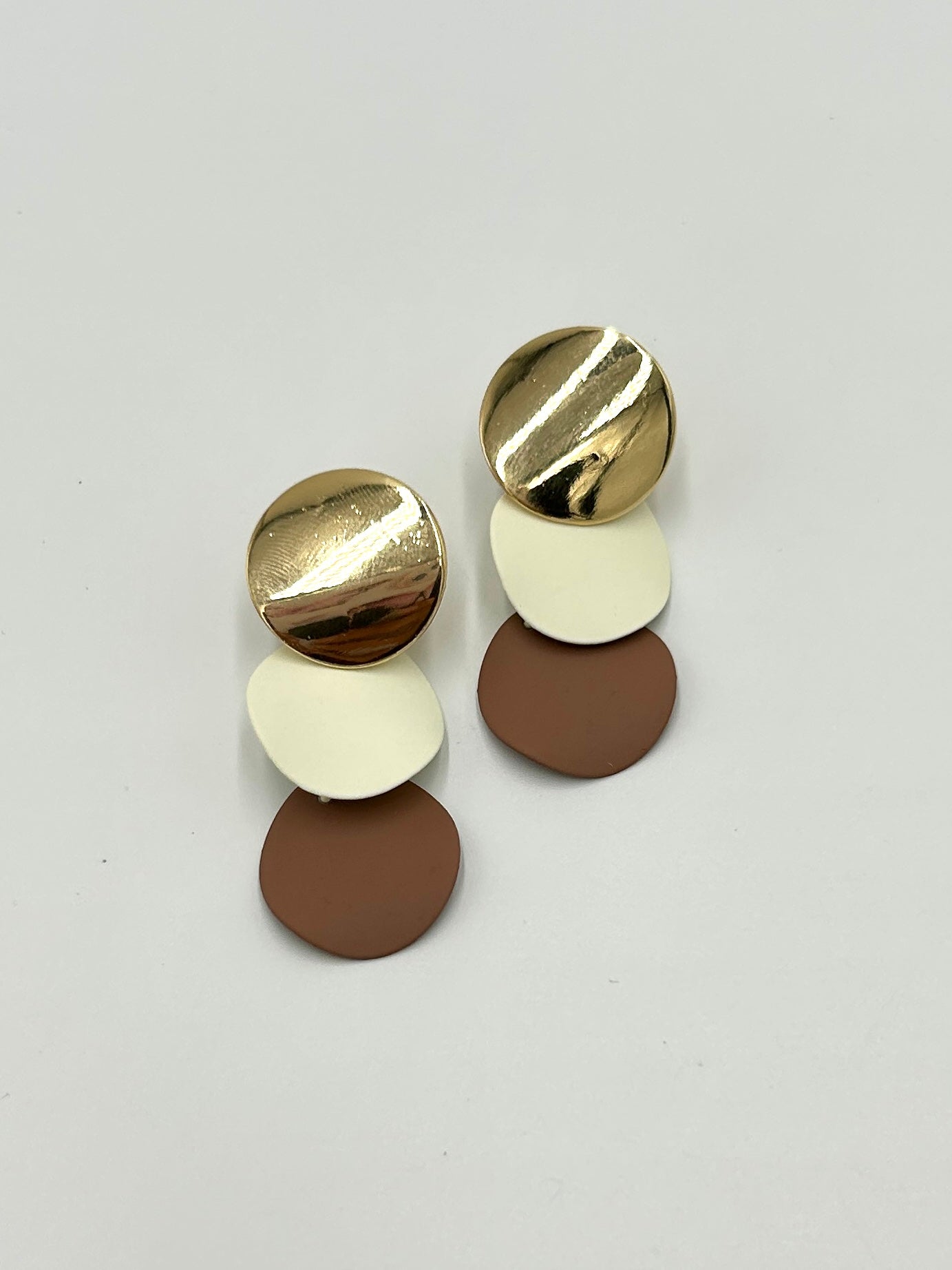 Gold, White and Brown Alina Circle Drop Earring Brisbane