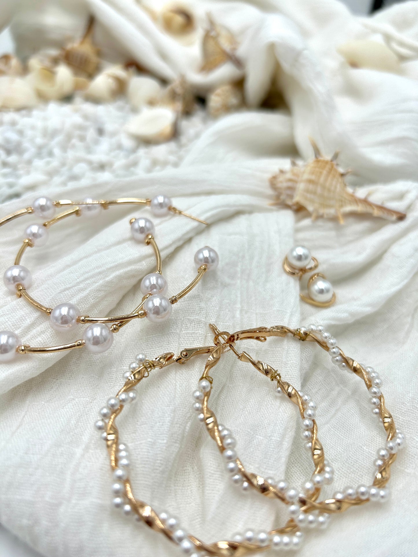 Gold & Pearl Hoop Earrings