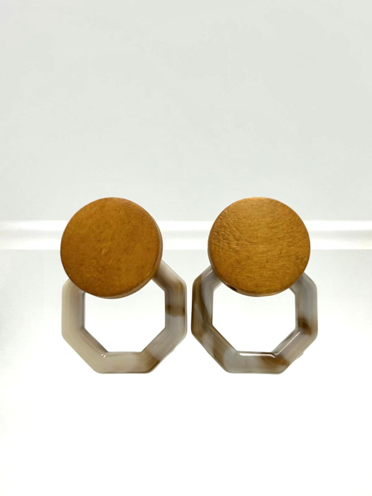 Wooden Hexagon Stylish Earring