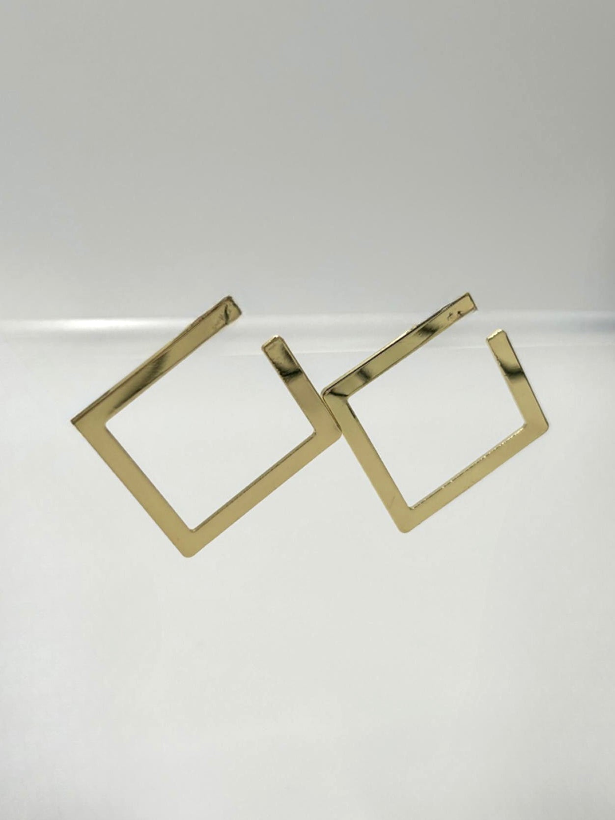 Thin Square Gold Earrings