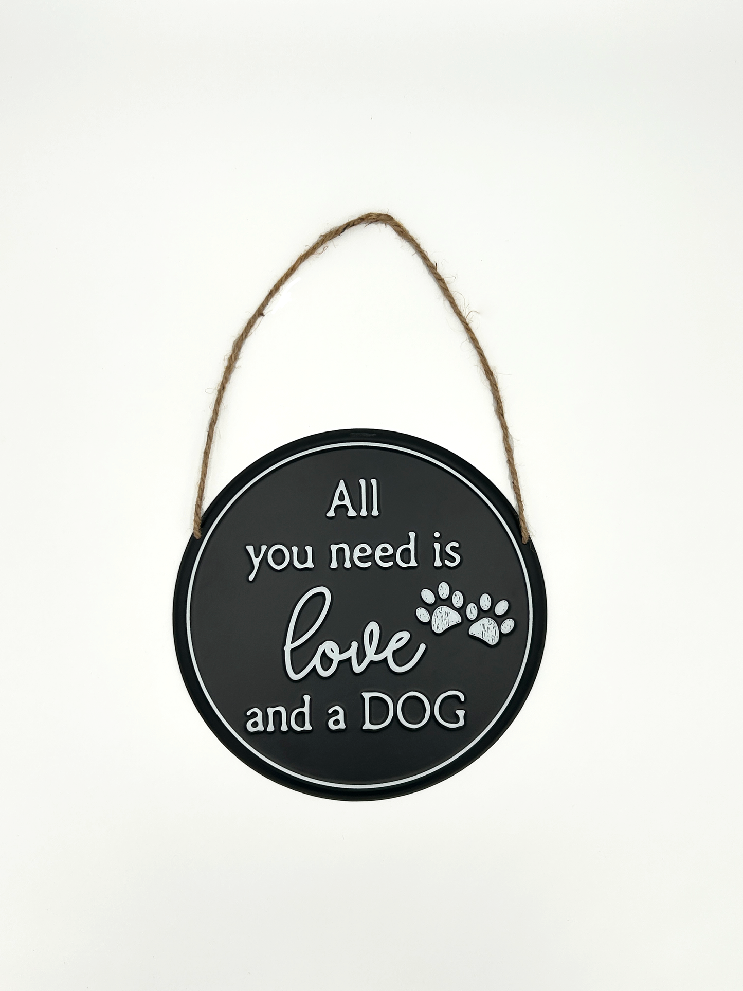 Black and White 'All You Need Is Love & A Dog'  Wall Hanger Decoration