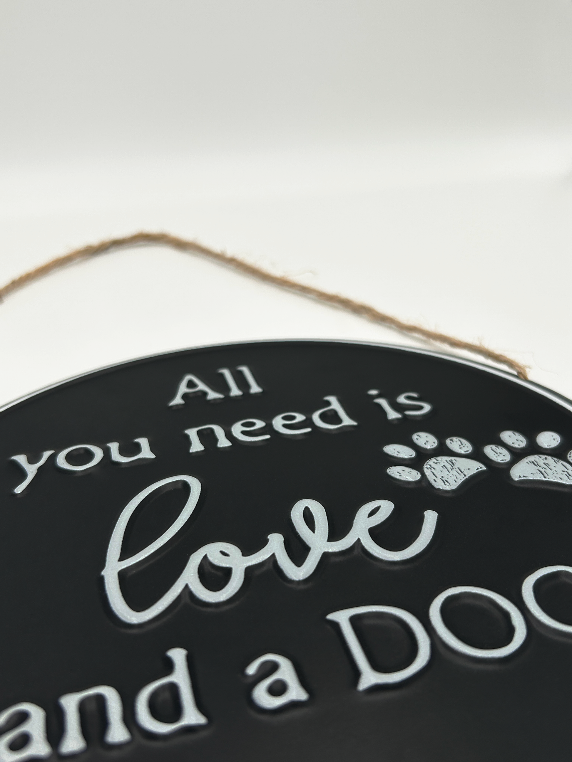 Black and White 'All You Need Is Love & A Dog'  Wall Hanger Decoration