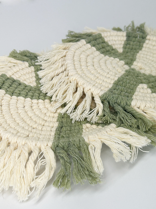 Macrame Coaster Sage Green