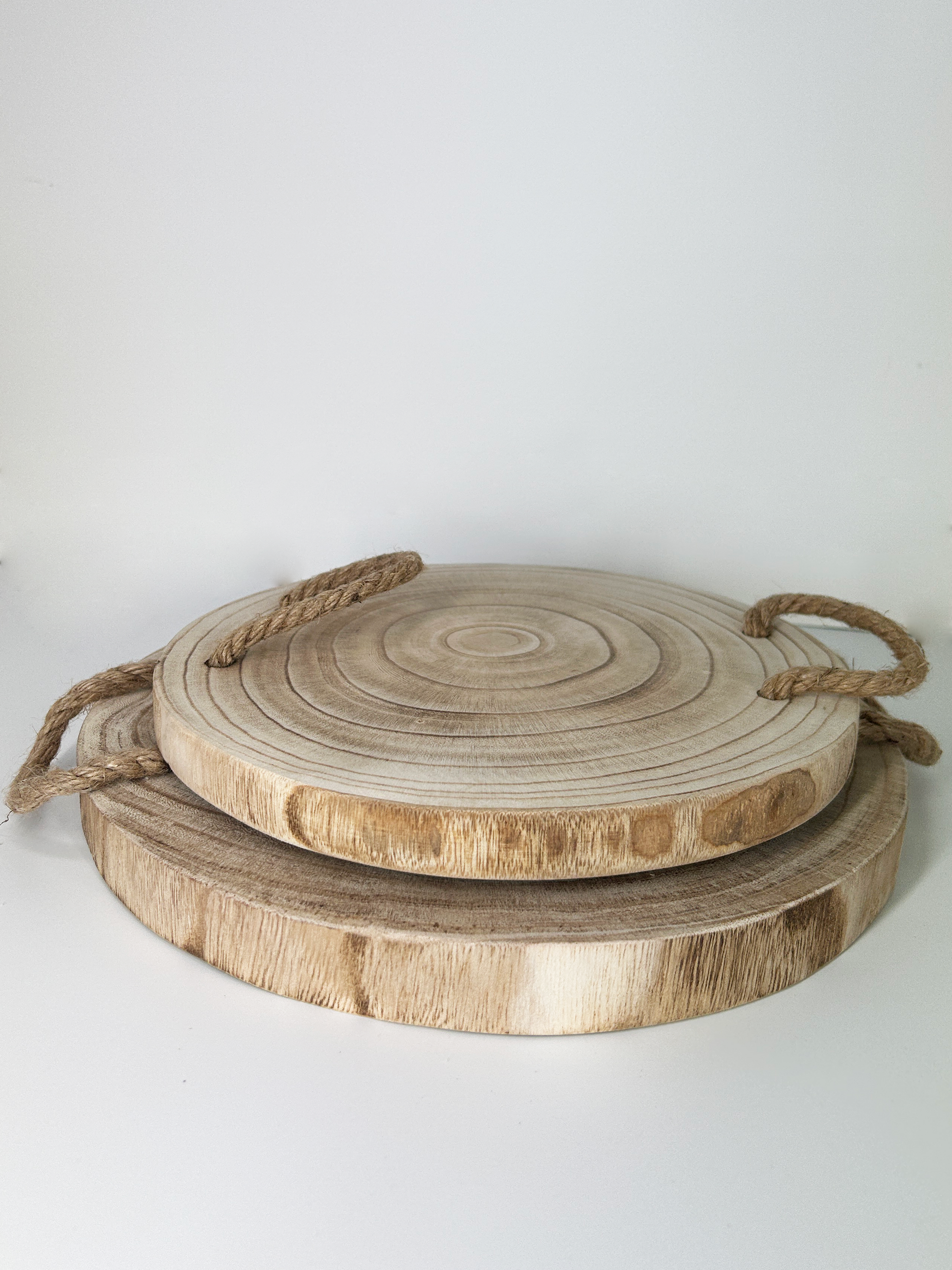  Paulwnia Wood Tray Set with Rope Handles