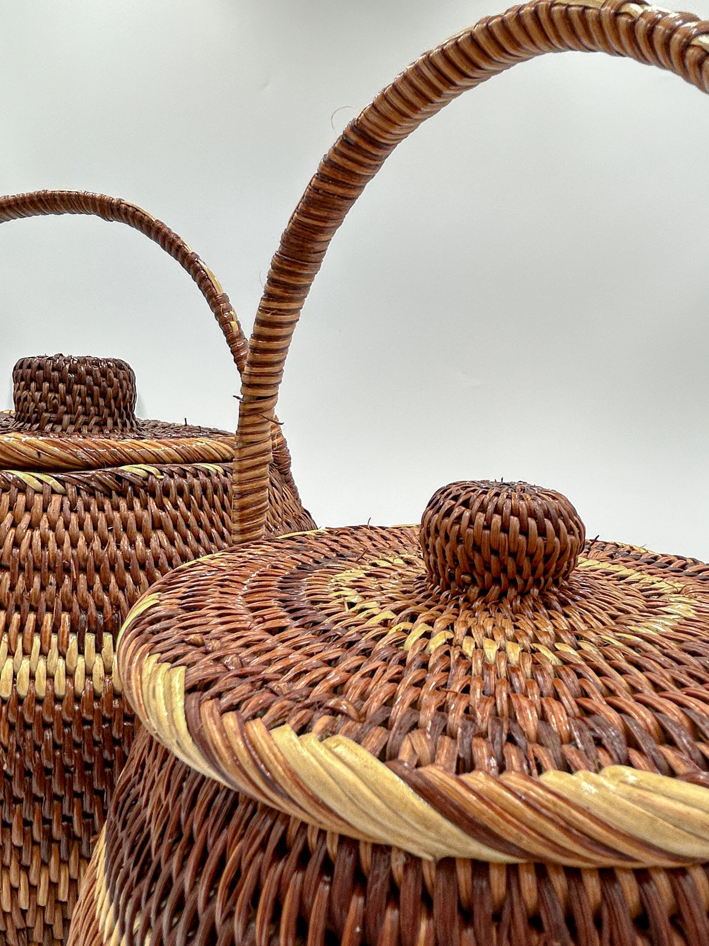 Striped Sphere Basket with Handle & Lid