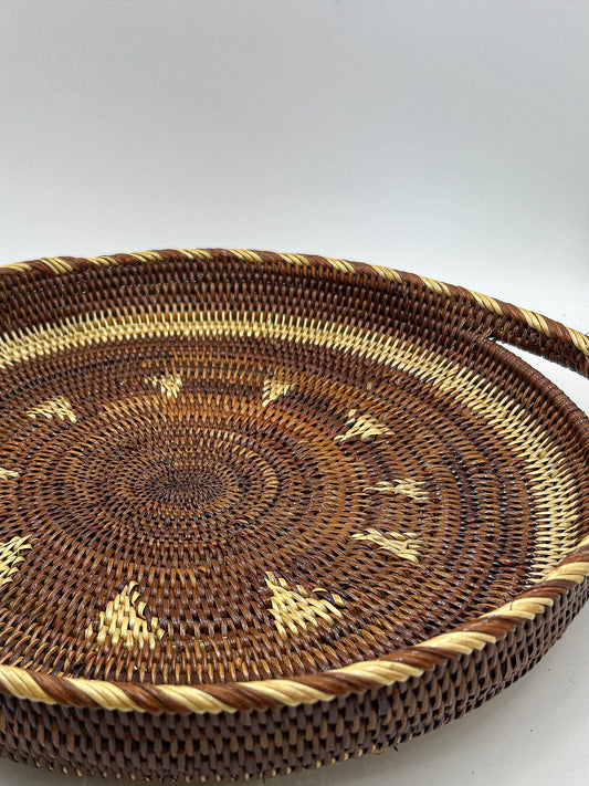 Round Sun Woven Serving Tray