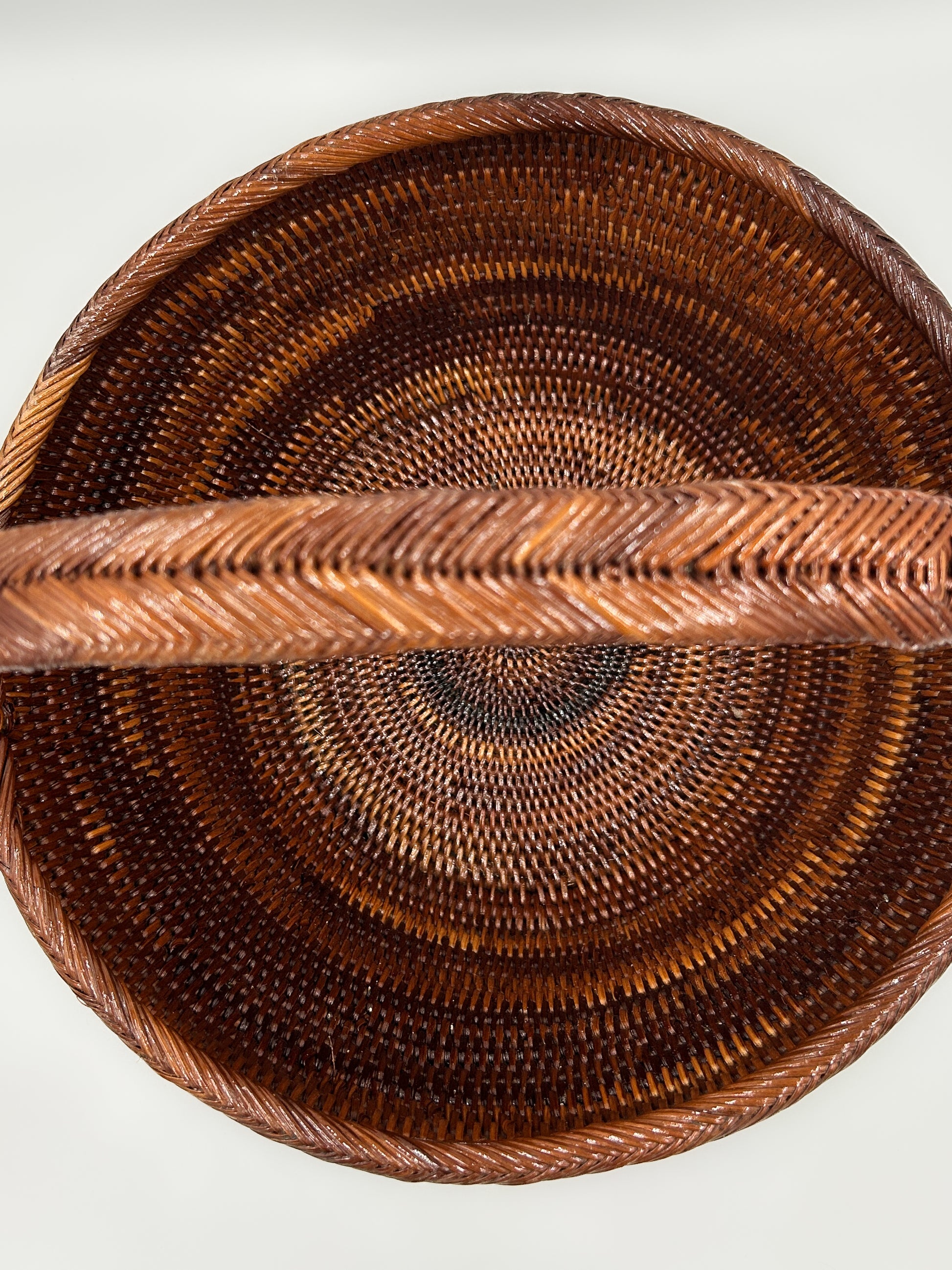 Basic Dark Brown Woven Basket with Handle. Handwoven in Papua New Guinea.