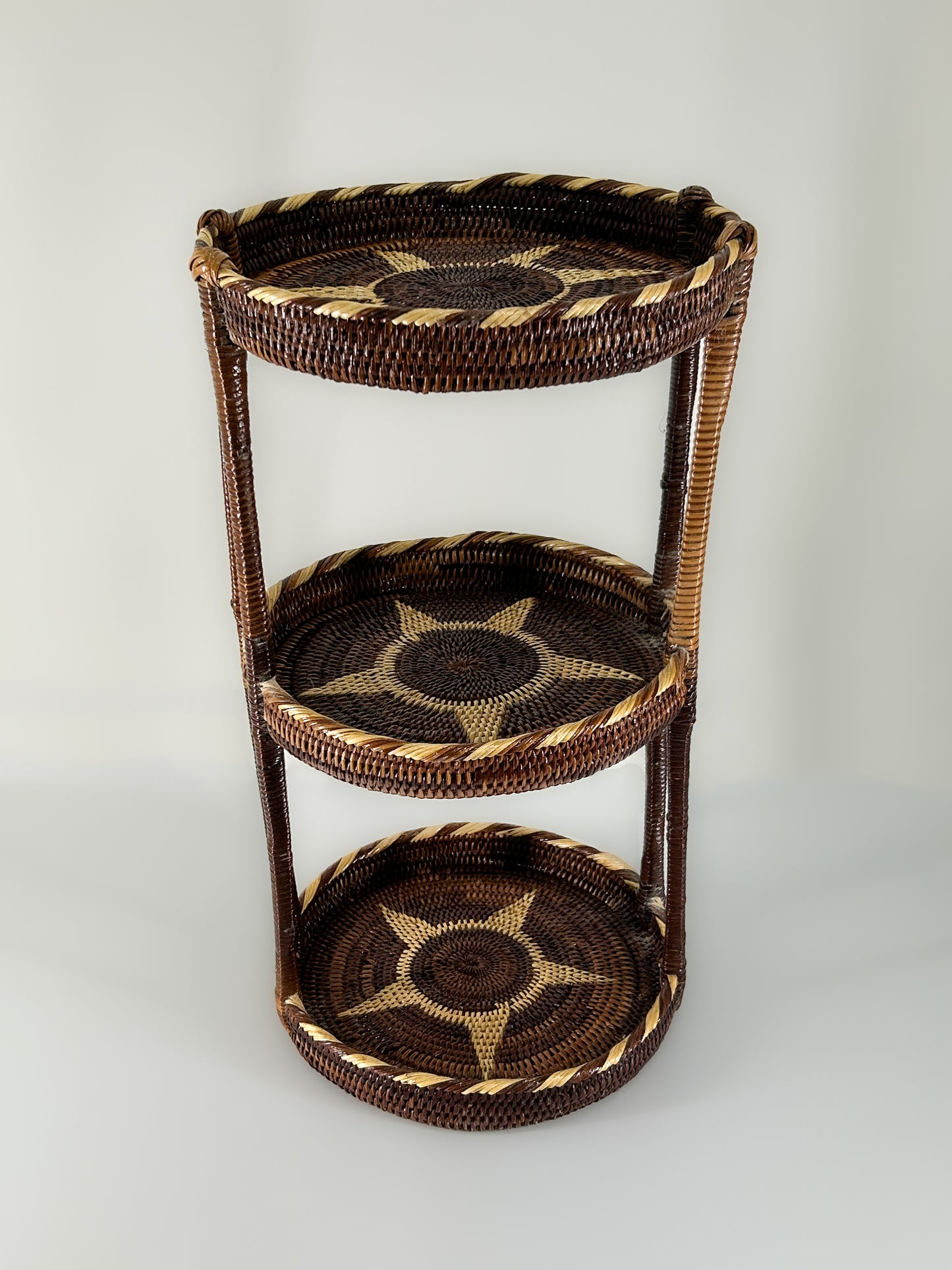 3 Tier Cane Stand with Star Detailing Handwoven Papua New Guinea