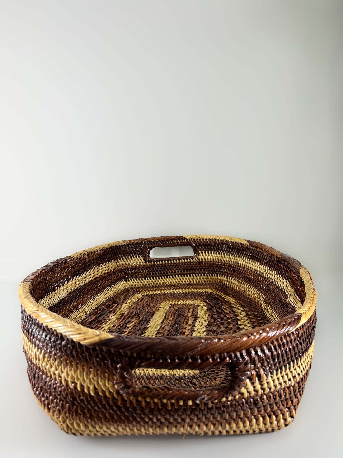 Striped Woven Boat Basket